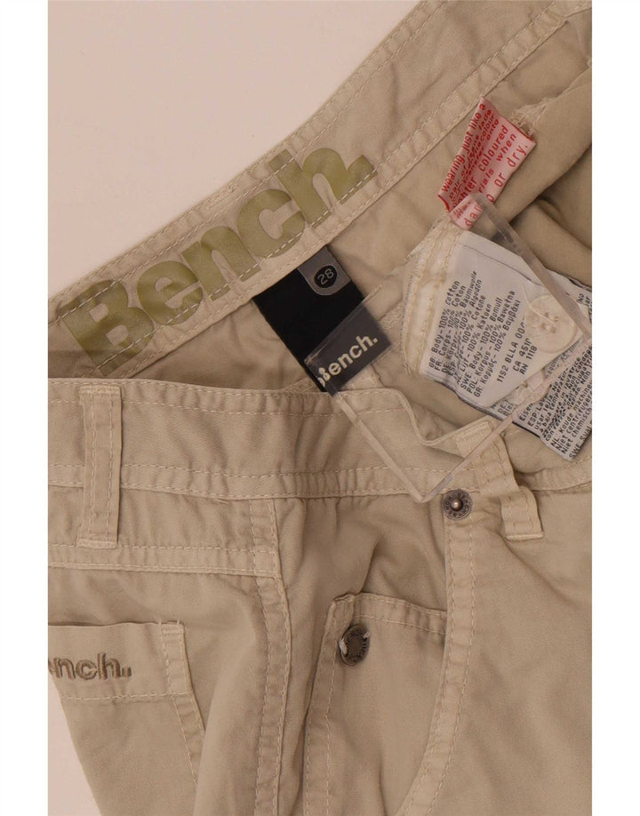 Bench Mens Chino Shorts W28 Pequeno Algodão Bege