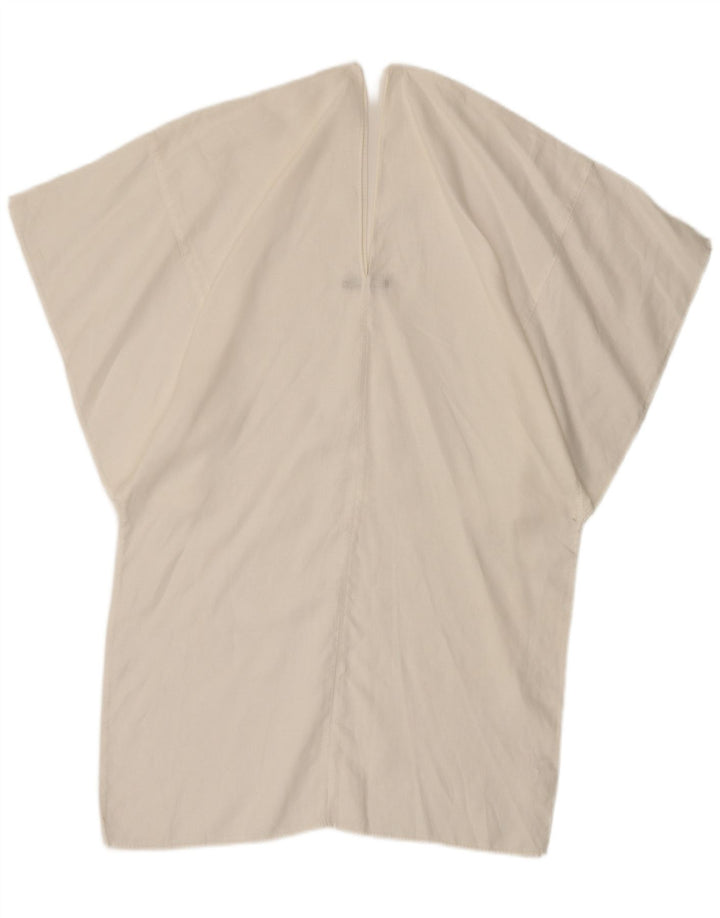 Blusa feminina Stefanel Batwing Top UK 14 grande linho branco