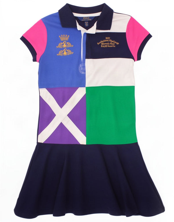 Vestido polo feminino Polo Ralph Lauren 8-9 anos médio azul marinho colorblock