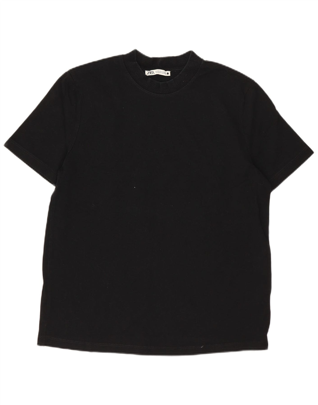 Camiseta feminina ZARA UK 10 pequena algodão preto