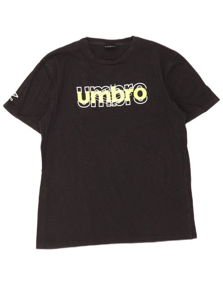 Camiseta masculina gráfica Umbro Top médio algodão preto