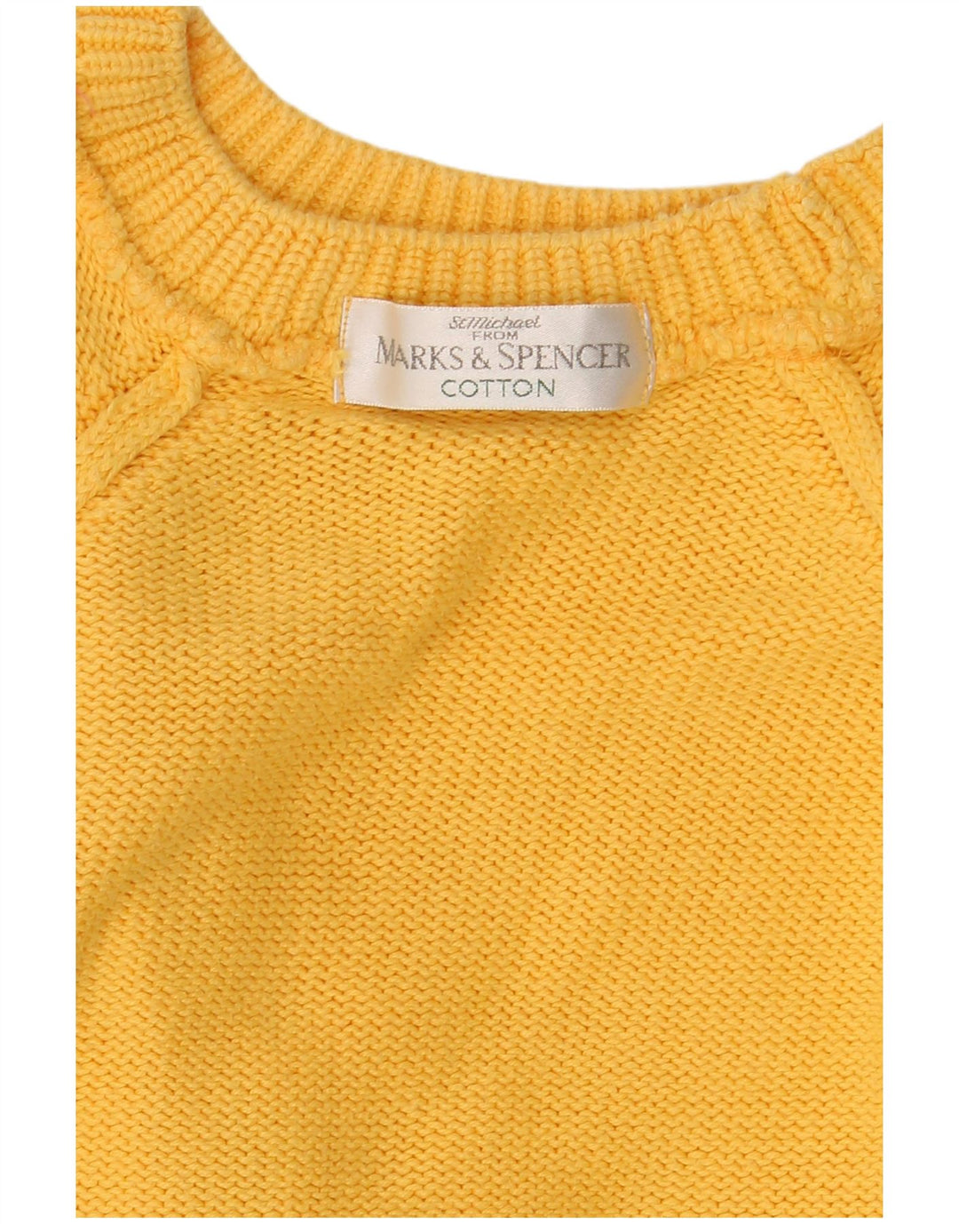 Suéter feminino Marks & Spencer com gola redonda Reino Unido 14 médio amarelo