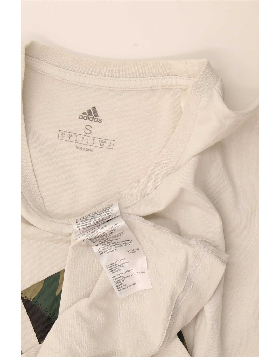 Adidas Mens Graphic T-Shirt Top Pequeno Algodão Branco