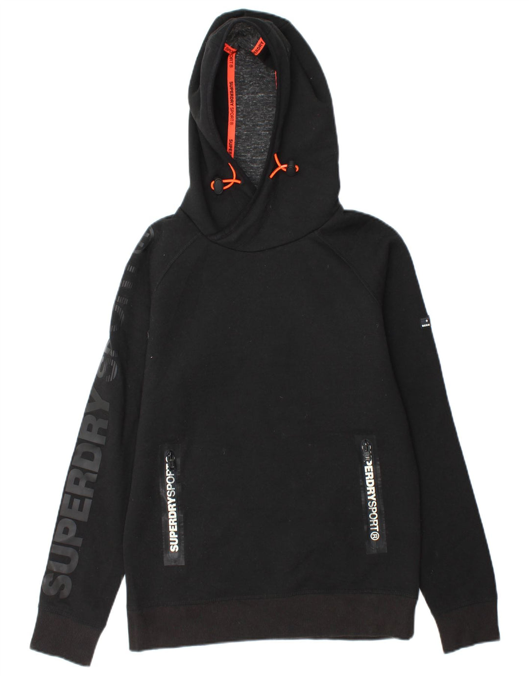 SUPERDRY moletom com capuz gráfico masculino médio preto poliéster