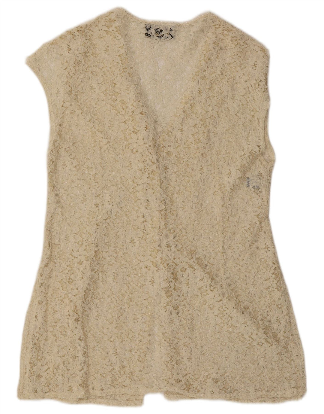 Blusa feminina sem mangas LA SIRENETTA Reino Unido 14 médio off white viscose