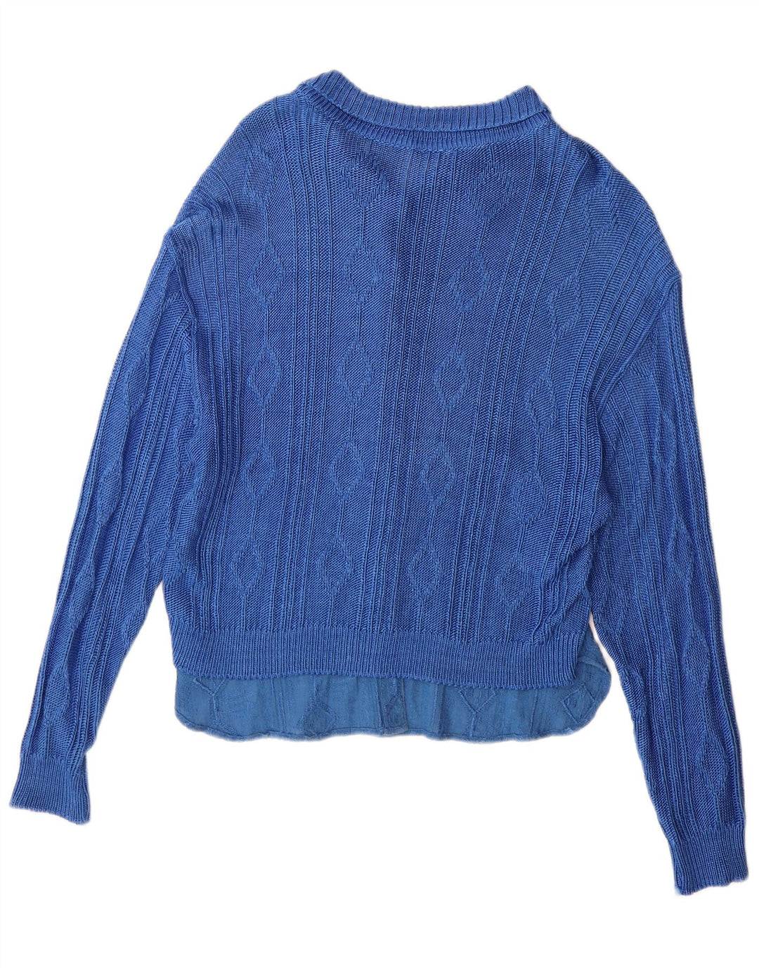 Suéter cardigã feminino vintage IT 44 viscose geométrica azul médio