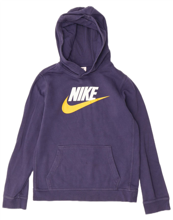 NIKE Meninos Graphic Hoodie Jumper 13-14 Anos XL Azul Marinho Algodão