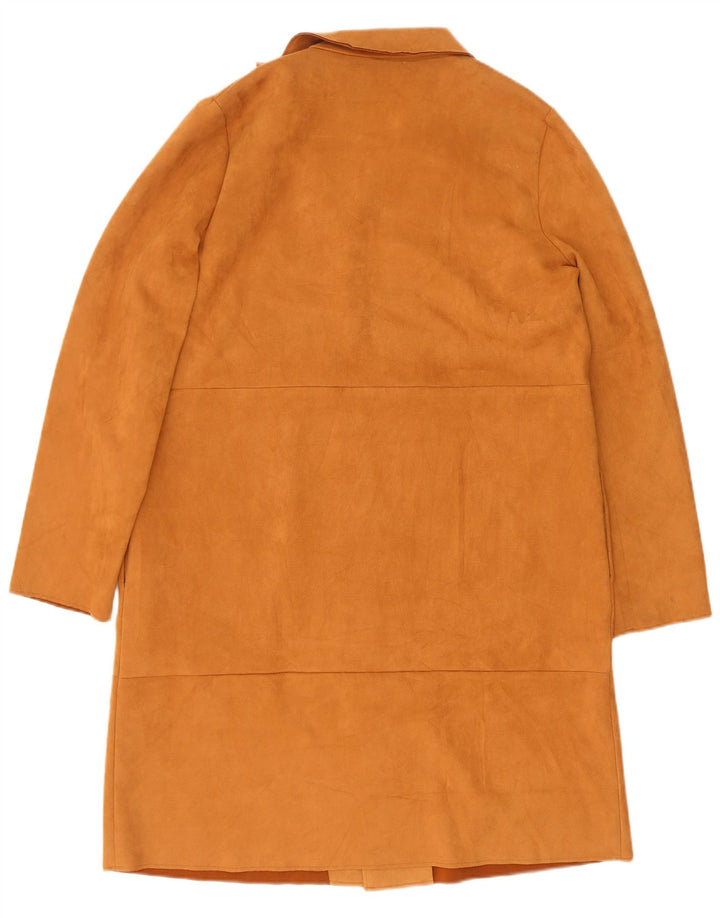 Sobretudo feminino aberto de camurça Zara Reino Unido 18 XL marrom