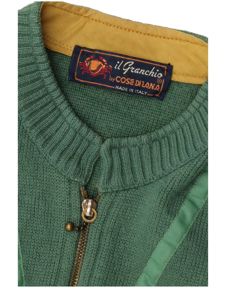 Il Granchio Suéter masculino com zíper completo e cardigã verde médio