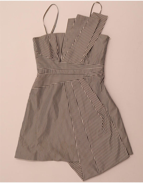 Vestido feminino assimétrico linha A KAREN MILLEN UK 12 médio preto listrado