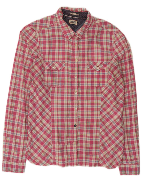 Camisa Tommy Hilfiger Mulher UK 18 XL Algodão Xadrez Rosa
