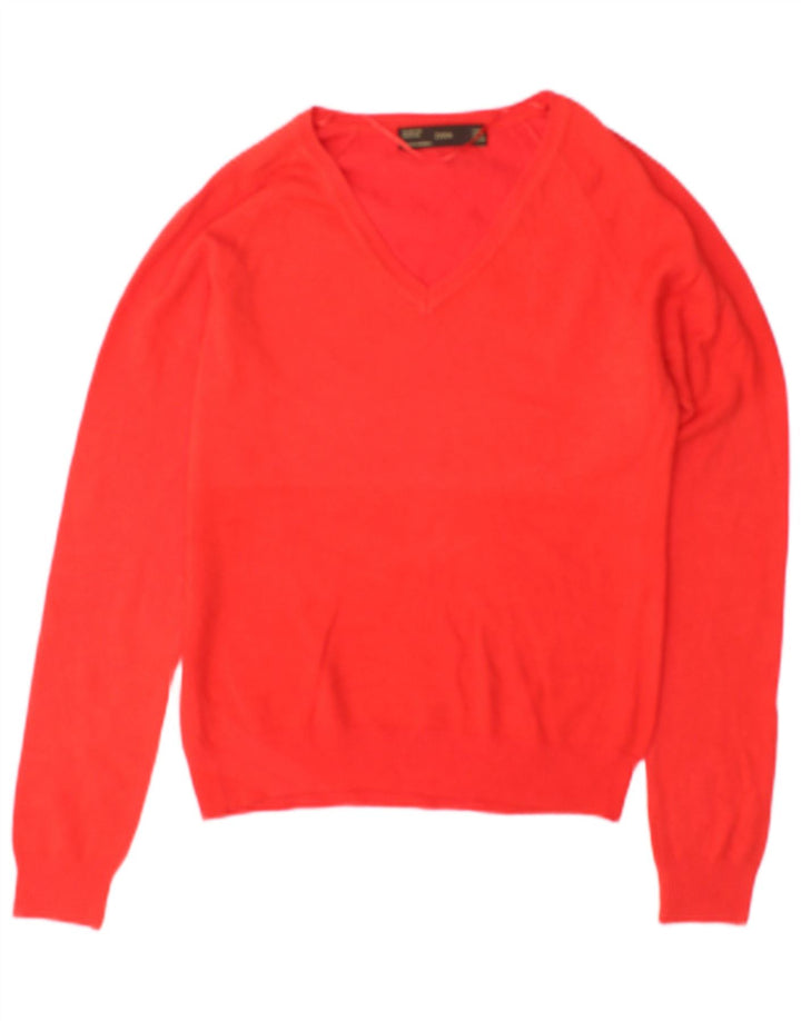 Suéter feminino Zara com decote em V Reino Unido 12 algodão vermelho médio