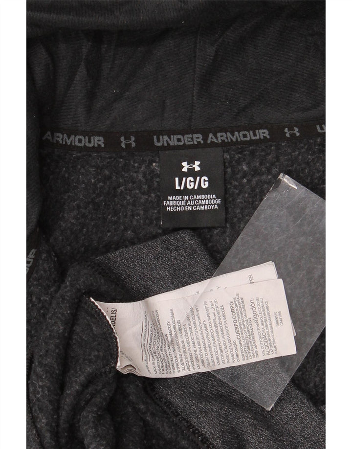 Suéter masculino Under Armour com capuz e zíper grande algodão cinza
