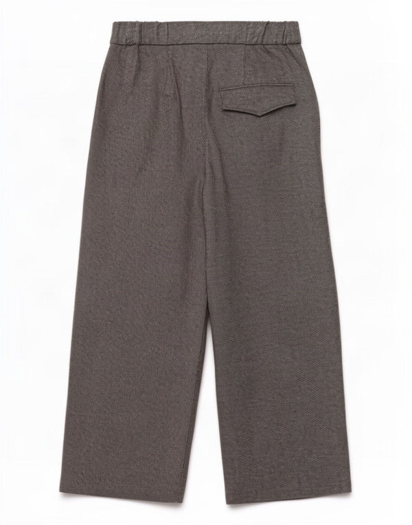 Calça feminina Cos cintura alta cortada UE 36 pequena W28 L23 risca de giz cinza
