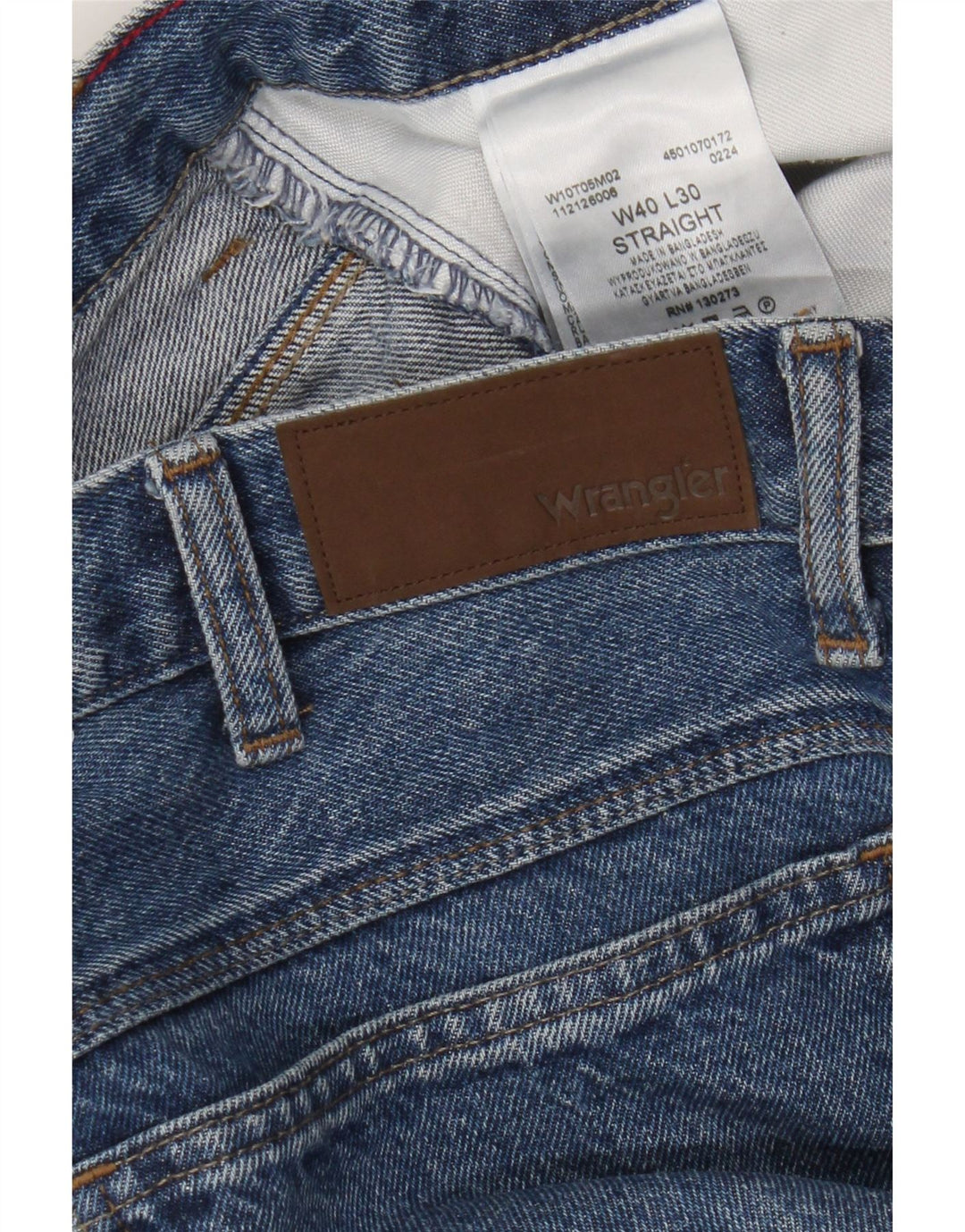 Wrangler Mens Straight Jeans W40 L30 Azul Algodão