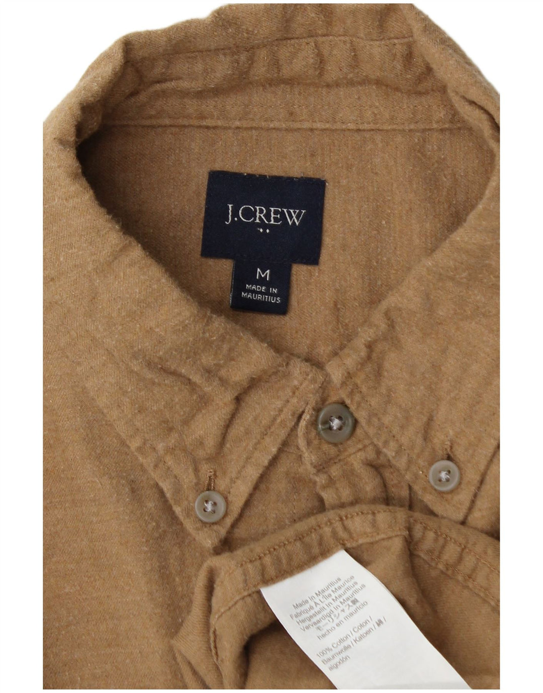 Camisa masculina de flanela J. CREW algodão bege médio