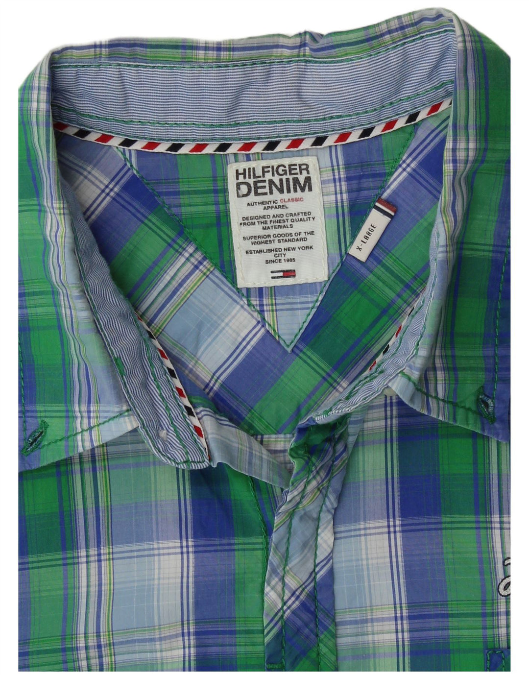 Camisa masculina Tommy Hilfiger XL verde xadrez algodão