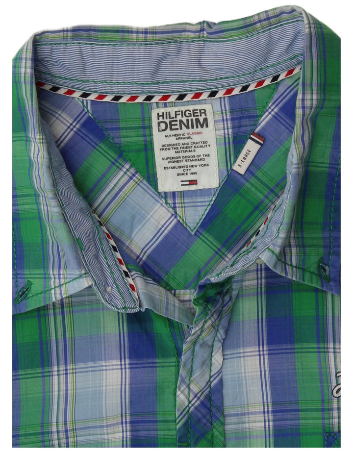 Camisa masculina Tommy Hilfiger XL verde xadrez algodão