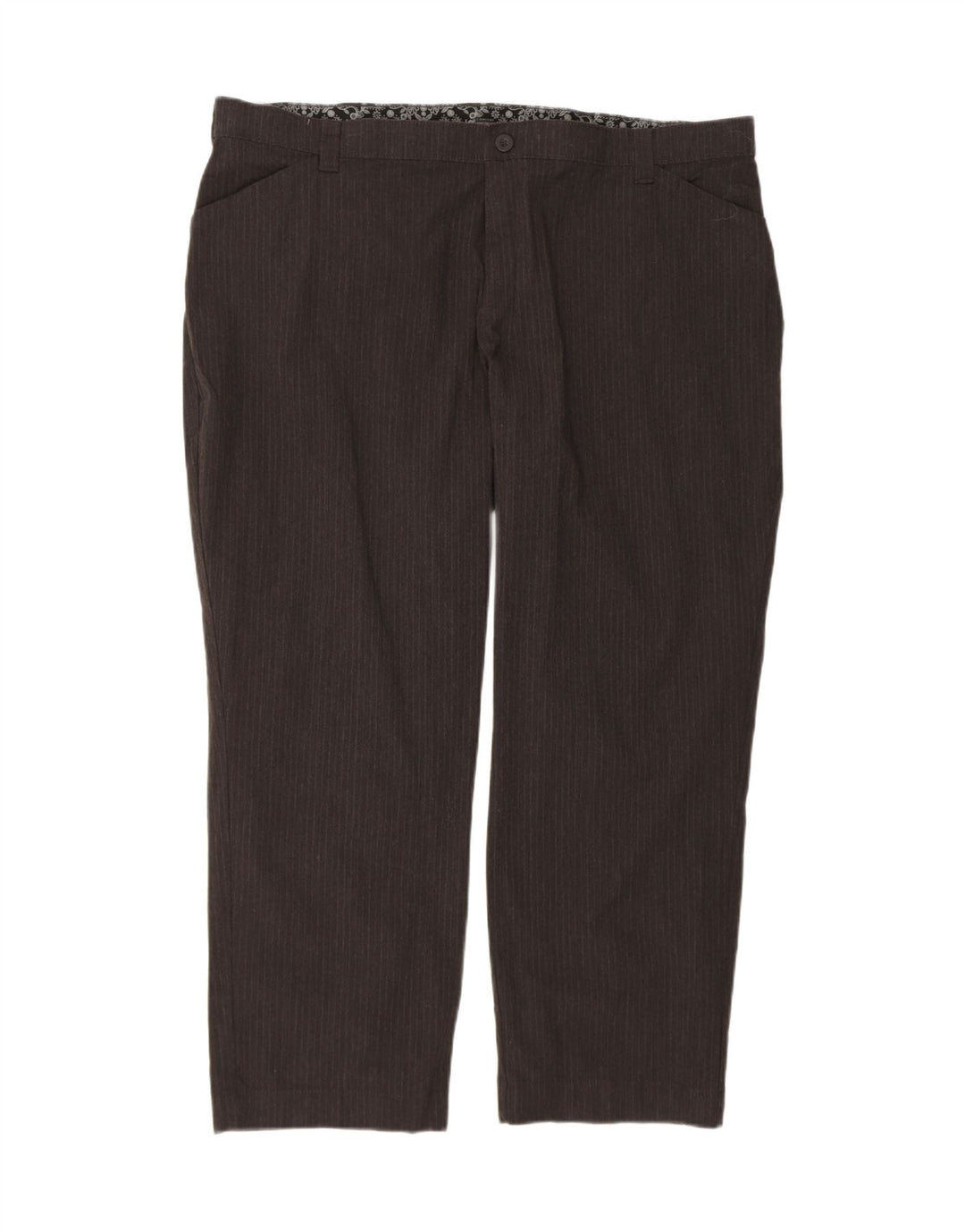 Calça feminina casual reta LEE W44 L30 algodão listrado cinza