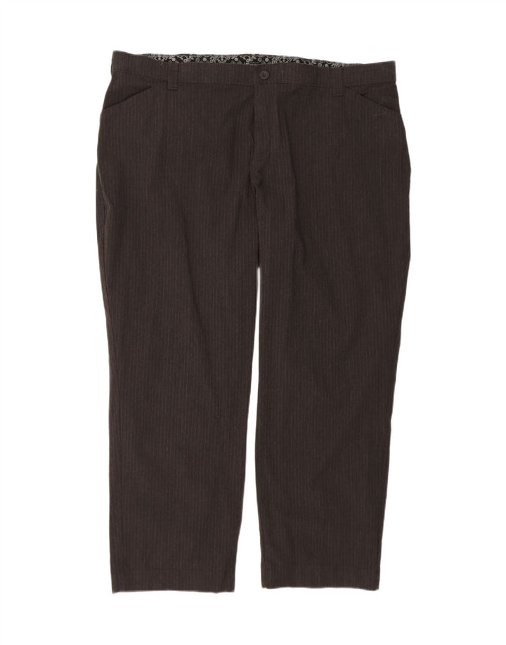 Calça feminina casual reta LEE W44 L30 algodão listrado cinza