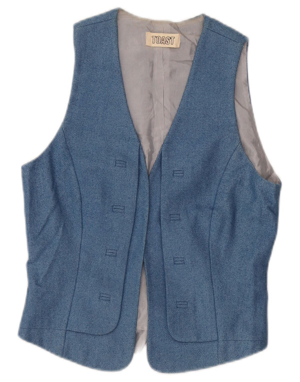 Toast Womens OPEN Waistcoat UK 6 XS Blue Cotton