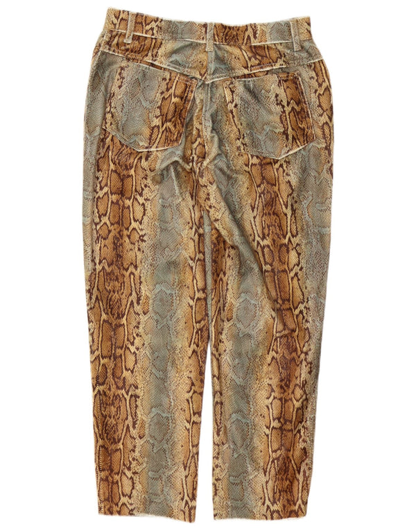 Calça cropped feminina Carla Carini Reino Unido 14 grande W32 L27 marrom estampa animal