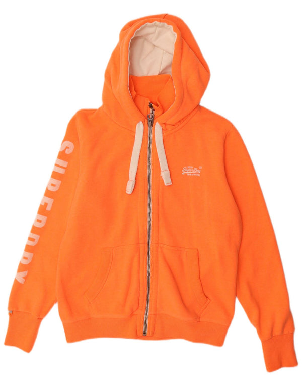 Suéter feminino SUPERDRY com capuz e zíper gráfico Reino Unido 18 XL laranja algodão