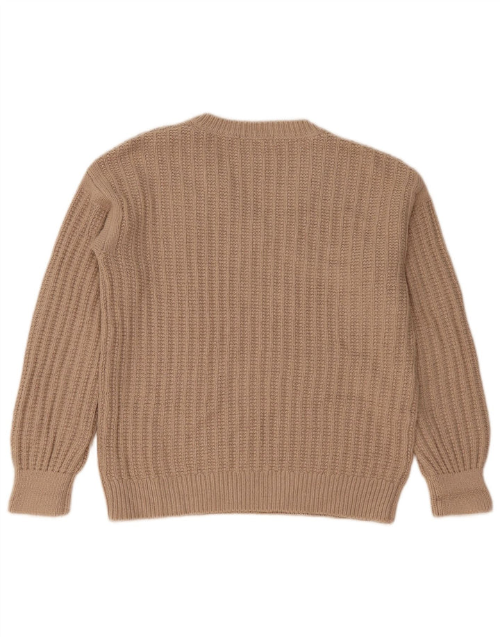 Suéter feminino Marks & Spencer grande com decote em V Reino Unido 10 pequeno bege