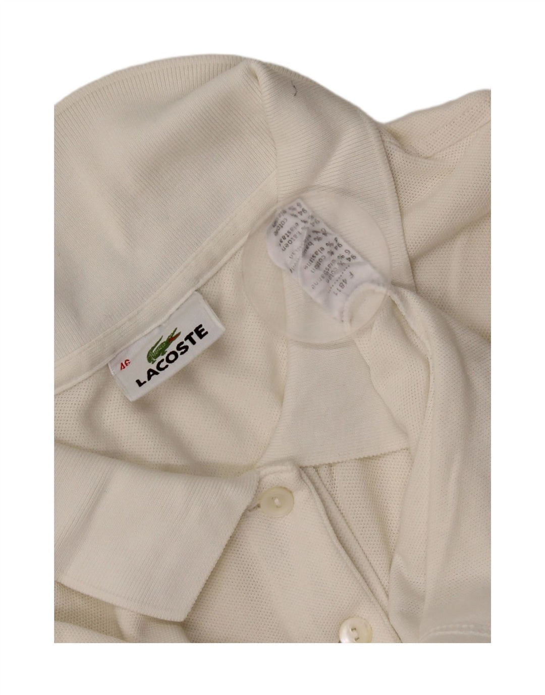Camisa polo feminina Lacoste tamanho 46 XL algodão branco