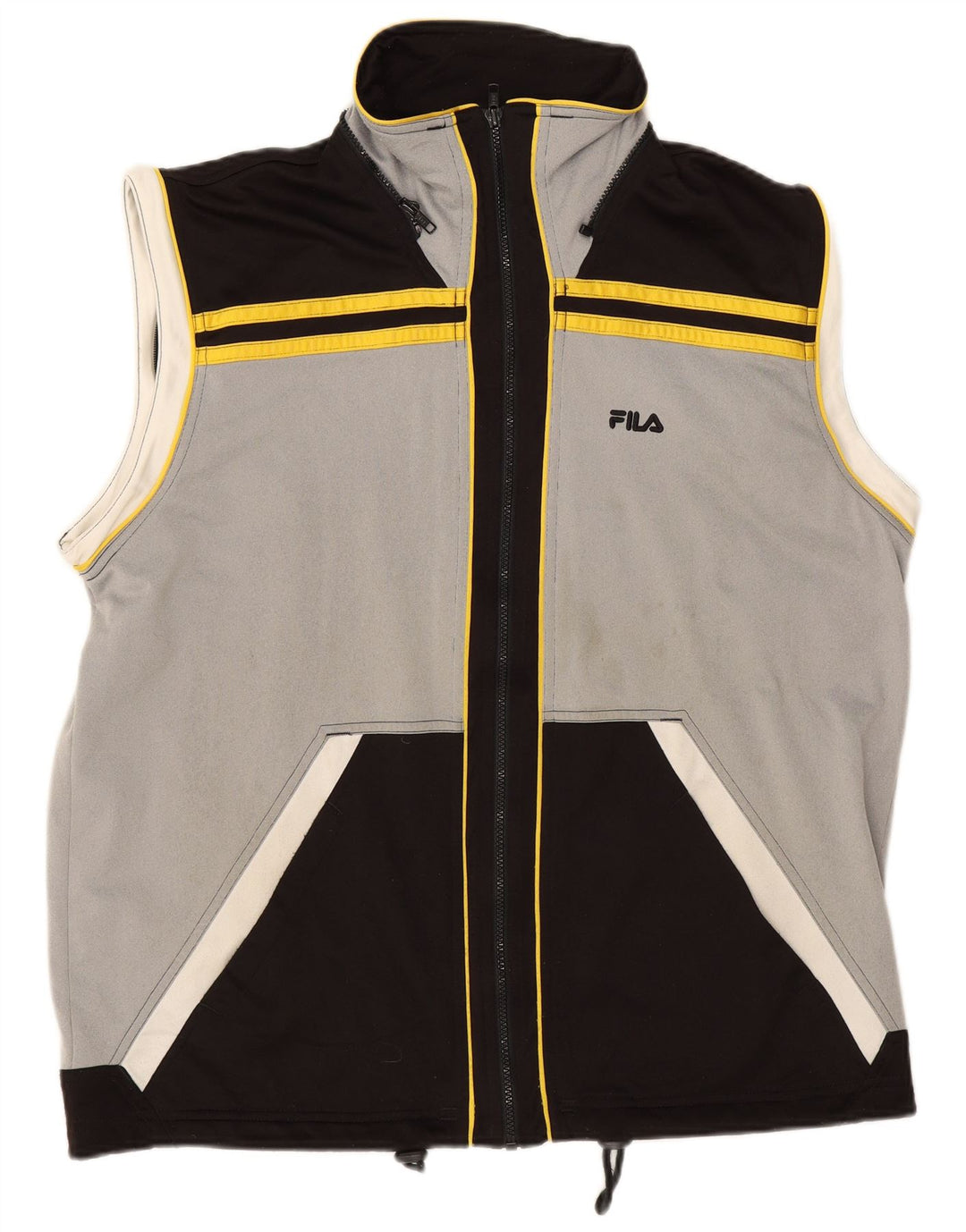 Jaqueta masculina Fila sem mangas com top de treino grande cinza colorblock poliéster