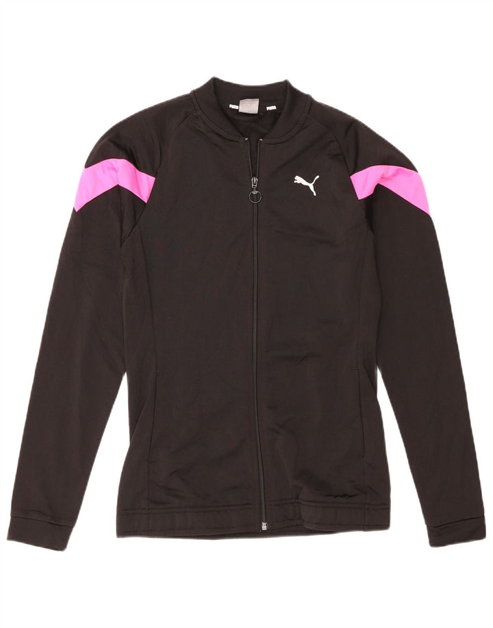 Casaco de treino feminino Puma 15-16 anos preto colorblock poliéster