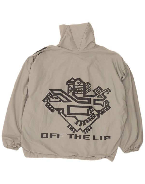 Vintage Mens Graphic Oversized Bomber Jacket UK 40 Large Grey Polyamide