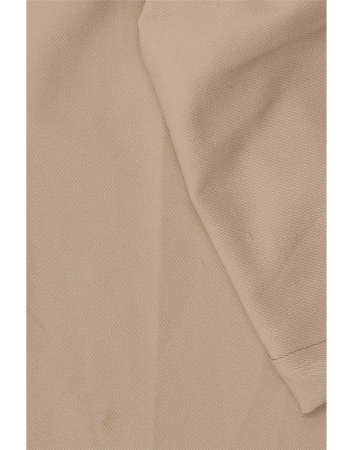 Calça feminina Zara com perna larga cortada média W28 L26 poliéster bege