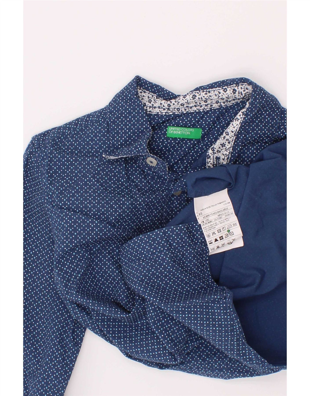 Camisa Benetton Menino 4-5 Anos XS Azul Algodão Manchado