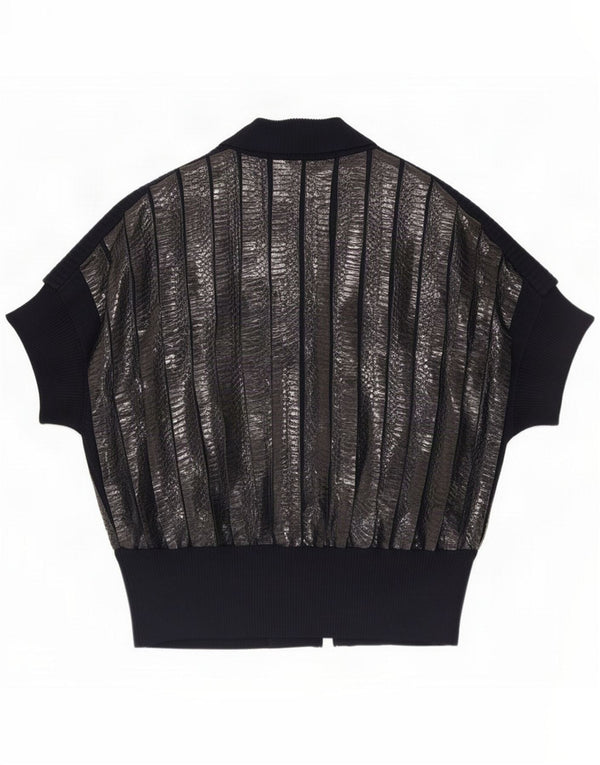 Suéter cardigã feminino poncho aberto vintage tamanho único estampa animal azul marinho