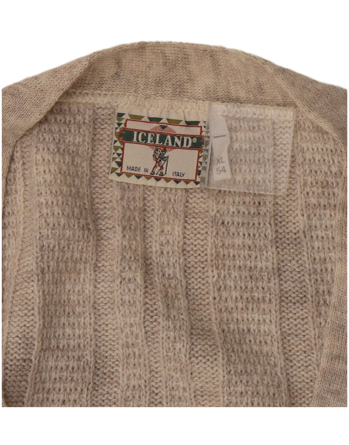 Suéter Cardigan Masculino Islândia IT 54 XL Bege Geométrico