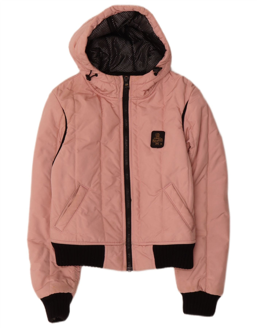 Refrigiwear Jaqueta bomber feminina com capuz e corte UK 12 médio rosa nylon