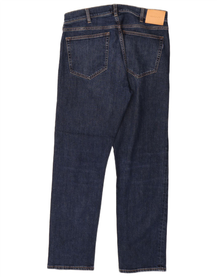 Gant Mens Straight Jeans W32 L30 Azul Marinho Algodão