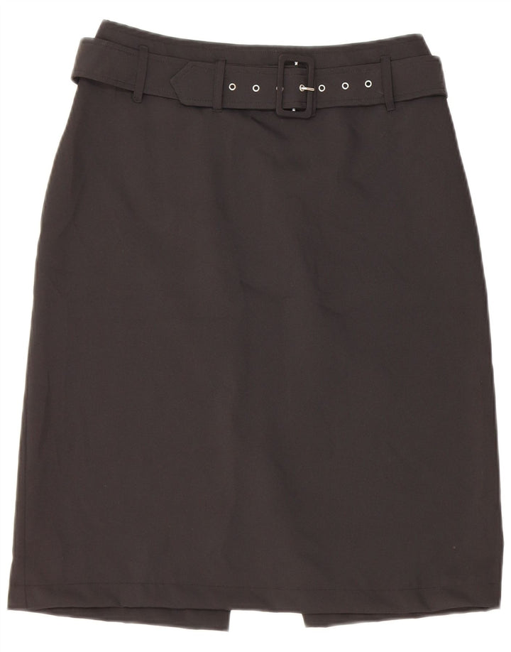 Saia lápis de cintura alta feminina vintage IT 42 poliéster preto W26 médio