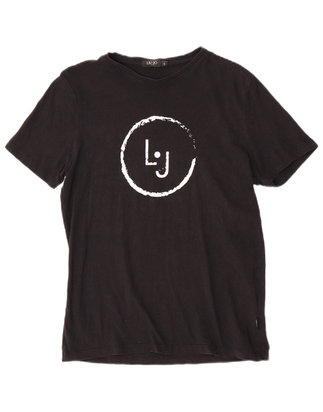Camiseta masculina Liu Jo com estampa gráfica pequena de algodão preto