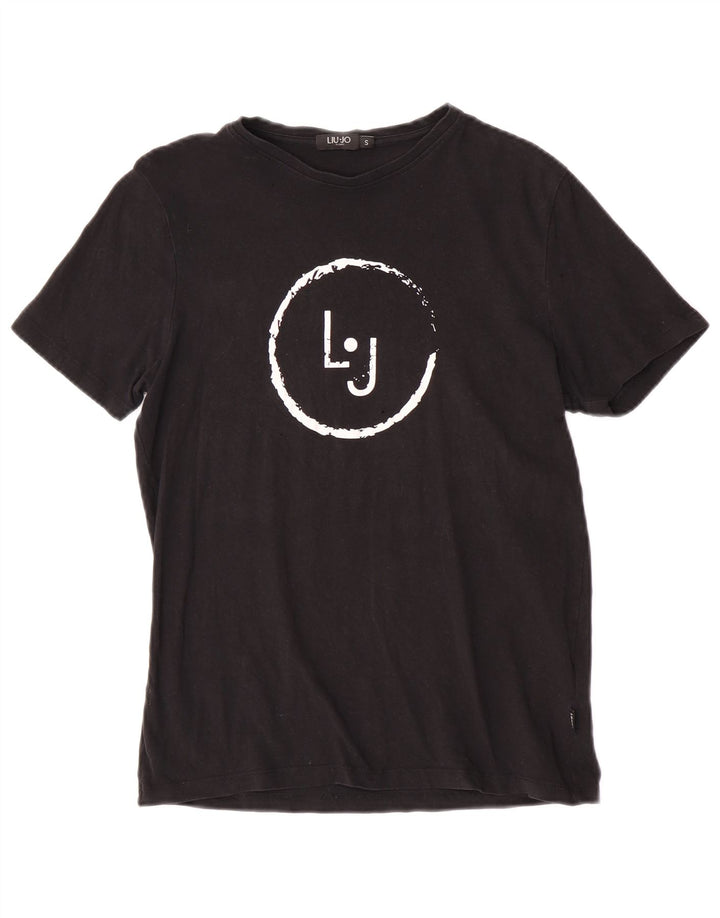 Camiseta masculina Liu Jo com estampa gráfica pequena de algodão preto