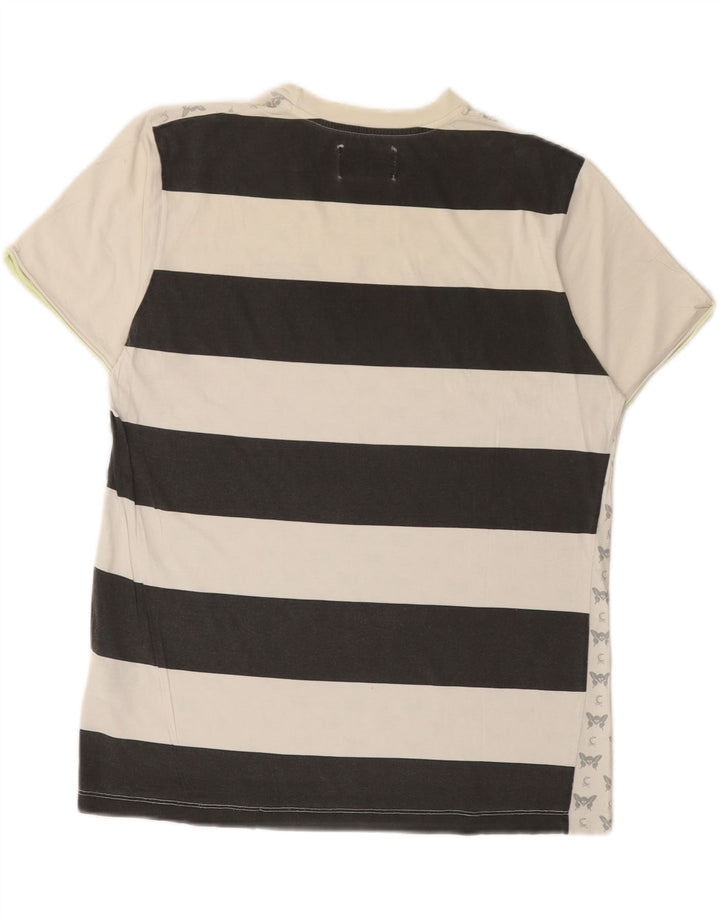 Camiseta feminina Converse com estampa gráfica UK 16 grande algodão listrado branco