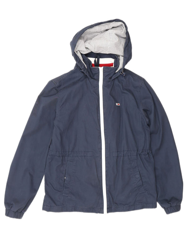 Jaqueta bomber feminina com capuz Tommy Hilfiger Reino Unido 34 XS azul marinho algodão
