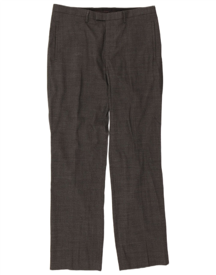 Calça masculina Marks & Spencer Autograph Straight Suit W34 L33 Lã Cinza