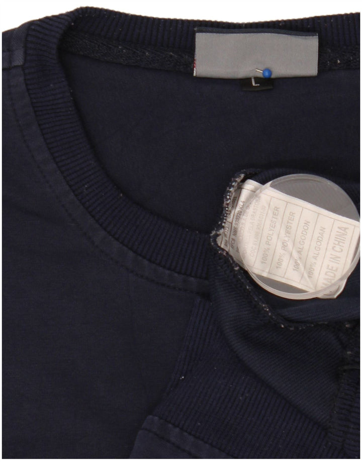 Fila moletom gráfico feminino jumper UK 16 grande azul marinho poliéster