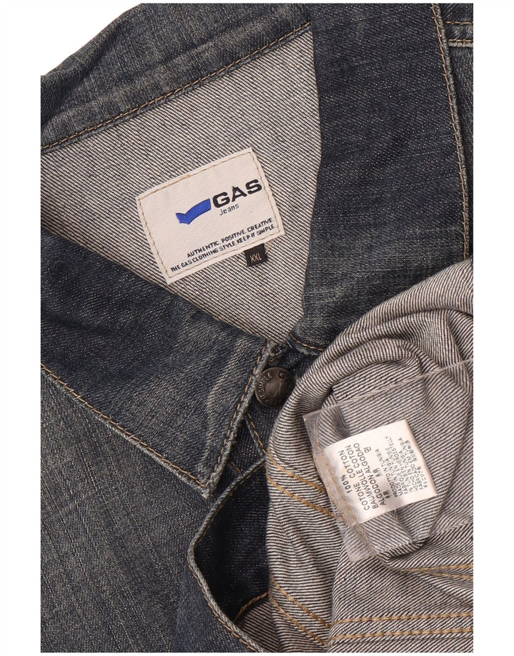 Jaqueta jeans masculina Gas UK 44 2XL algodão azul marinho