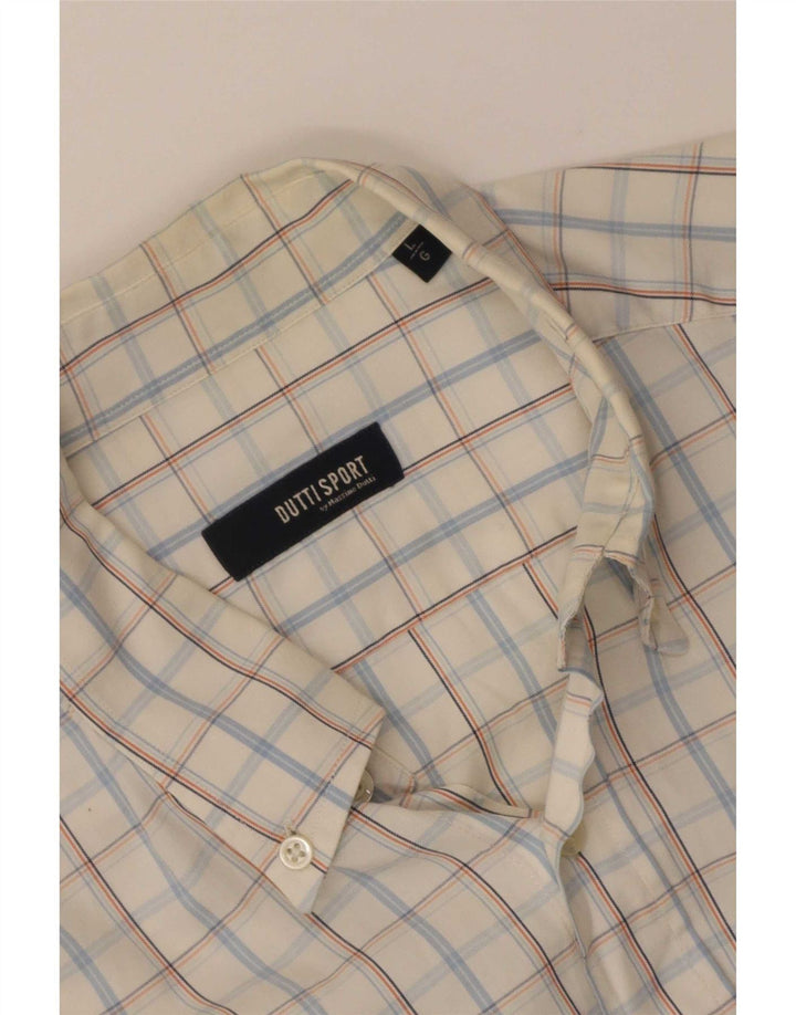 Camisa masculina Massimo Dutti grande xadrez branco