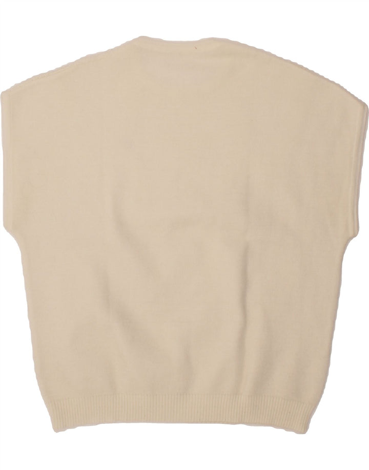 VINTAGE Womens Sleeveless Crew Neck Jumper Sweater IT 48/50 XL Off White Vintage Vintage and Second-Hand Vintage from Messina Hembry 