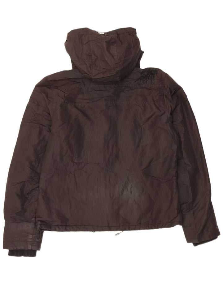 Jaqueta corta-vento com capuz feminina Superdry UK 14 grande poliéster preto