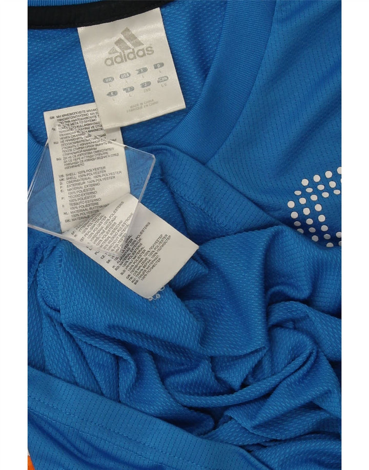 ADIDAS Mens Graphic T-Shirt Top Grande Azul Colorblock Poliéster